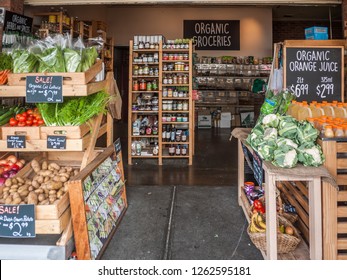 Melbourne, VIC/Australia-Dec 19th 2018: An Organic Grocery Store In South Melbourne Market