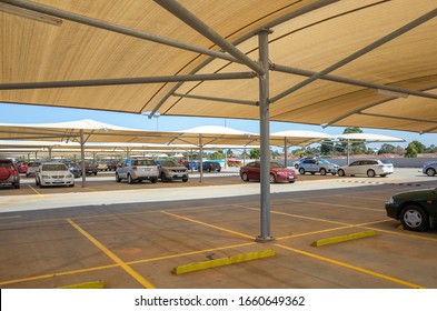 Melbourne, VIC/Australia-Jan 29th 2020: Car Park With Shade Canopies In A Shopping Centre.