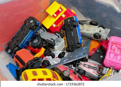 Melbourne, Victoria / Australia - 09 29 2019: Various Tiny Model Toy Cars Were Placed Together At The Shop In Camberwell Sunday Market Waiting For People To Buy And Take Them Home