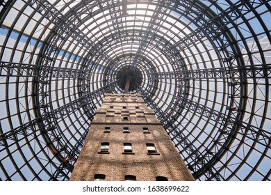 Melbourne, Victoria / Australia - January 25 2020: Melbourne Central Shopping Mall With Shot Tower And Glass Dome