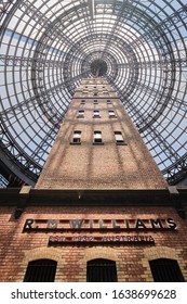 Melbourne, Victoria / Australia - January 25 2020: Melbourne Central Shopping Mall With Shot Tower And Glass Dome