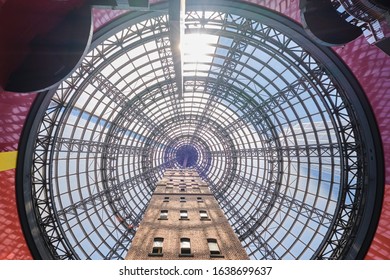 Melbourne, Victoria / Australia - January 25 2020: Melbourne Central Shopping Mall With Shot Tower And Glass Dome