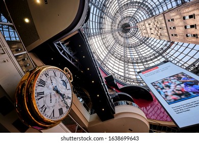 Melbourne, Victoria / Australia - January 25 2020: Melbourne Central Shopping Mall With Shot Tower And Glass Dome