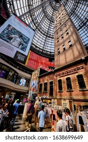 Melbourne, Victoria / Australia - January 25 2020: Melbourne Central Shopping Mall With Shot Tower And Glass Dome