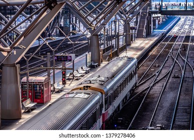 Melbourne, Victoria, Australia, March 14th 2019: A Train Has Arrived At Empty Platform 7A Of The Southern Cross Train Station