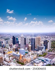 MELBOURNE,AUSTRALIA - JAN 14, 2015:Aerial View Of Melbourne On Jan 14, 2015. Melbourne Currently Has Over 4.25 Million People And It's Australia's Second Largest City With A Very Diverse Population.