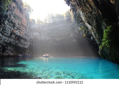 Melissani Cave In Kefalonia, Greece