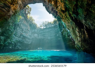 Melissani lake on Kefalonia island, Greece