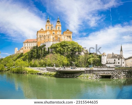 Melk Abbey at the Danube river in the famous Wachau wine region in Austria