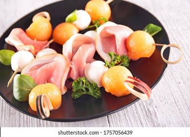 Melon, Mozzarella And Prosciutto Ham Skewer