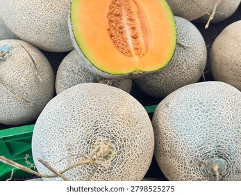 Melon with orange inside called by rock melon, high antioxidants and juicy