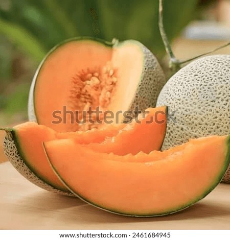 A melon and a slice of melon