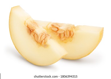 Melon slice isolated on white background with clipping path and full depth of field