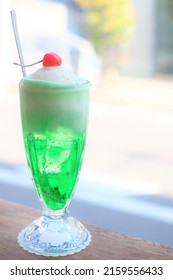 Melon Soda Float With Cherry