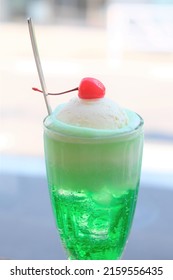 Melon Soda Float With Cherry