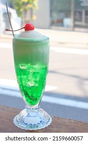 Melon Soda Float With Cherry