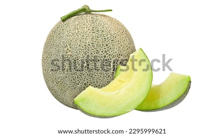 Melon.Fresh melon. 2 Sliced melons isolated on White background 