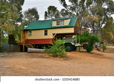 MELROSE, SA, AUSTRALIA - NOVEMBER 11: Funny Concept For Accommodation, Home On Old Truck To Rent In The Tiny Village In South Australia, On November 11, 2017 In Melrose, Australia