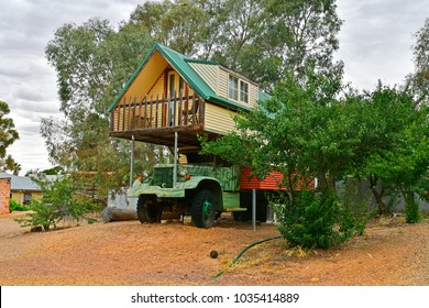 MELROSE, SA, AUSTRALIA - NOVEMBER 11: Funny Concept For Accommodation, Home On Old Truck To Rent In The Tiny Village In South Australia, On November 11, 2017 In Melrose, Australia