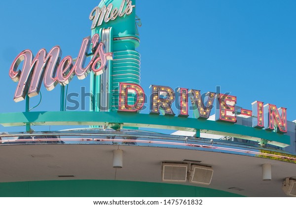 Mels Drive Diner Sign Sitting Pretty Stock Photo Edit Now