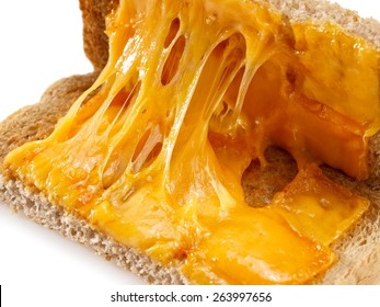 Melted Cheddar Cheese In A Toast, Close Up