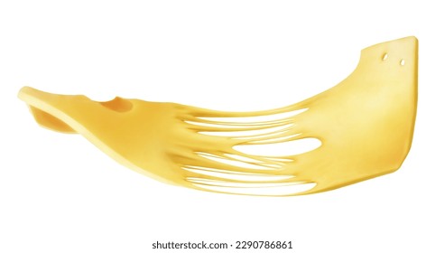 Melted cheese in the air on a white background