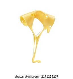 melted cheese flows in the air on a white background - Shutterstock ID 2191253237