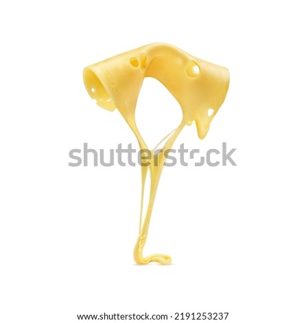 melted cheese flows in the air on a white background