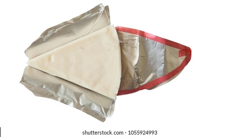 Melted Cheese Triangle Isolated On White