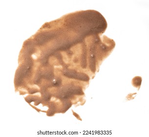 melted chocolate ice cream stain isolated on white background, top view - Shutterstock ID 2241983335