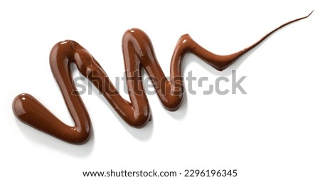 melted chocolate isolated on white background, top view