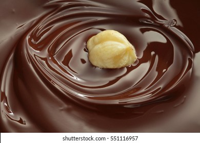 Melted Chocolate Swirl With A Hazelnut