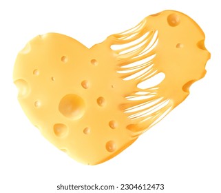 Melted piece of cheese in the shape of a heart on a white isolated background - Powered by Shutterstock