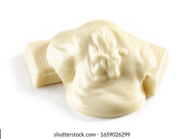 Melted White Chocolate Isolated On White Background