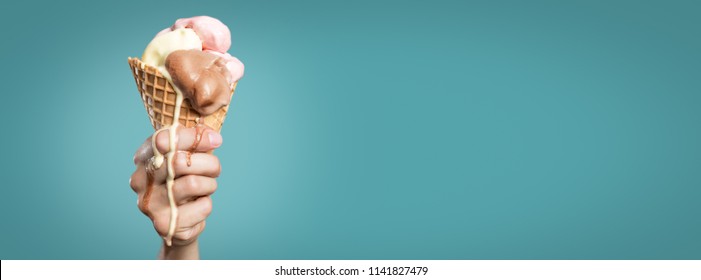 Melting ice cream panorama
