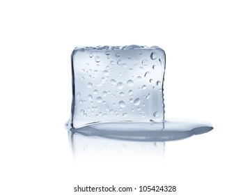 Melting Ice Cube Isolated On White Background