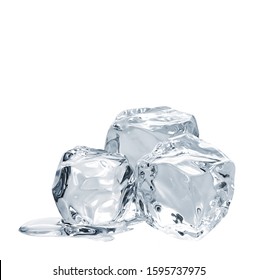 Melting ice cubes isolated on white background including clipping path