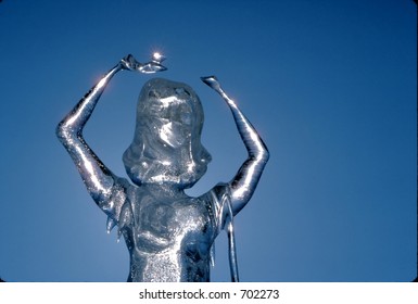 A Melting Ice Sculpture At Winterlude. Ottawa, Ontario.