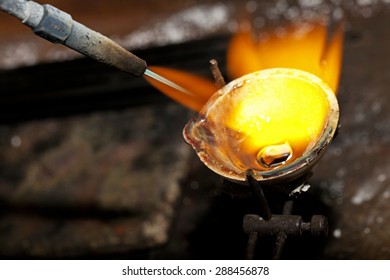 A Melting Silver In A Jewelry Workshop