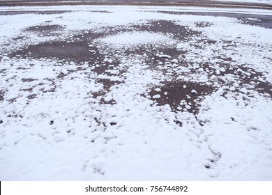 Melting Snow And Road.