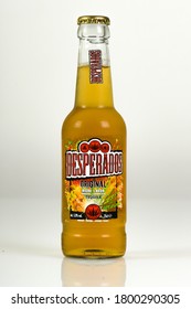 MELUN - FRANCE - AUGUST 2020: pictures of the famous desperados bottle which is a famous mark of beer