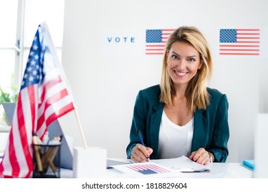 Member Of Electoral Commission In Polling Place, Usa Elections.