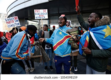 Members Of The Congolese Community Protest Outside The Embassy Of Congo Against Plans Of Joseph Kabila To Stay In Office Past The End Of His Term In Brussels Belgium On Dec.19 2016