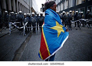 Members Of The Congolese Community Protest Outside The Embassy Of Congo Against Plans Of Joseph Kabila To Stay In Office Past The End Of His Term In Brussels Belgium On Dec.19 2016