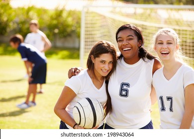 Members Of Female High School Soccer Team - Powered by Shutterstock