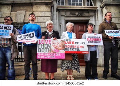 Members Of The Group ‘Our Lady Of Lourdes Protectors’ Hold What They Say Is A Prayer Vigil, Outside The National Maternity Hospital In Dublin,Ireland On July 13, 2019.