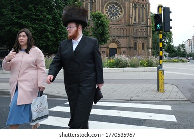 Members Of Ultra-Orthodox Jewish Community Return From The Synagogue After A Religion Service In Antwerp, Belgium, On Shabbat, July 4, 2020.
