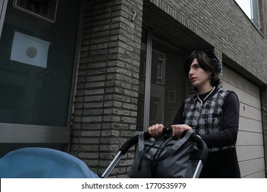 Members Of Ultra-Orthodox Jewish Community Return From The Synagogue After A Religion Service In Antwerp, Belgium, On Shabbat, July 4, 2020.
