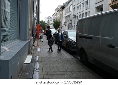 Members Of Ultra-Orthodox Jewish Community Return From The Synagogue After A Religion Service In Antwerp, Belgium, On Shabbat, July 4, 2020.
