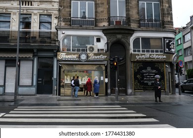 Members Of Ultra-Orthodox Jewish Community Return From The Synagogue After A Religion Service In Antwerp, Belgium, On Shabbat, July 4, 2020.